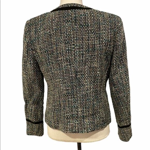 Daisy Fuentes Boucle Tweed Collarless Suit Jacket Sz M - Picture 4 of 6